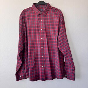 UNTUCKit Stevenson Perf Red Navy Plaid Button Down Shirt 3X XXXLarge Regular Fit